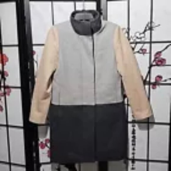 J. Crew Colorblock Funnel Neck Coat Wool Jacket Size 4 - Picture 4 of 8